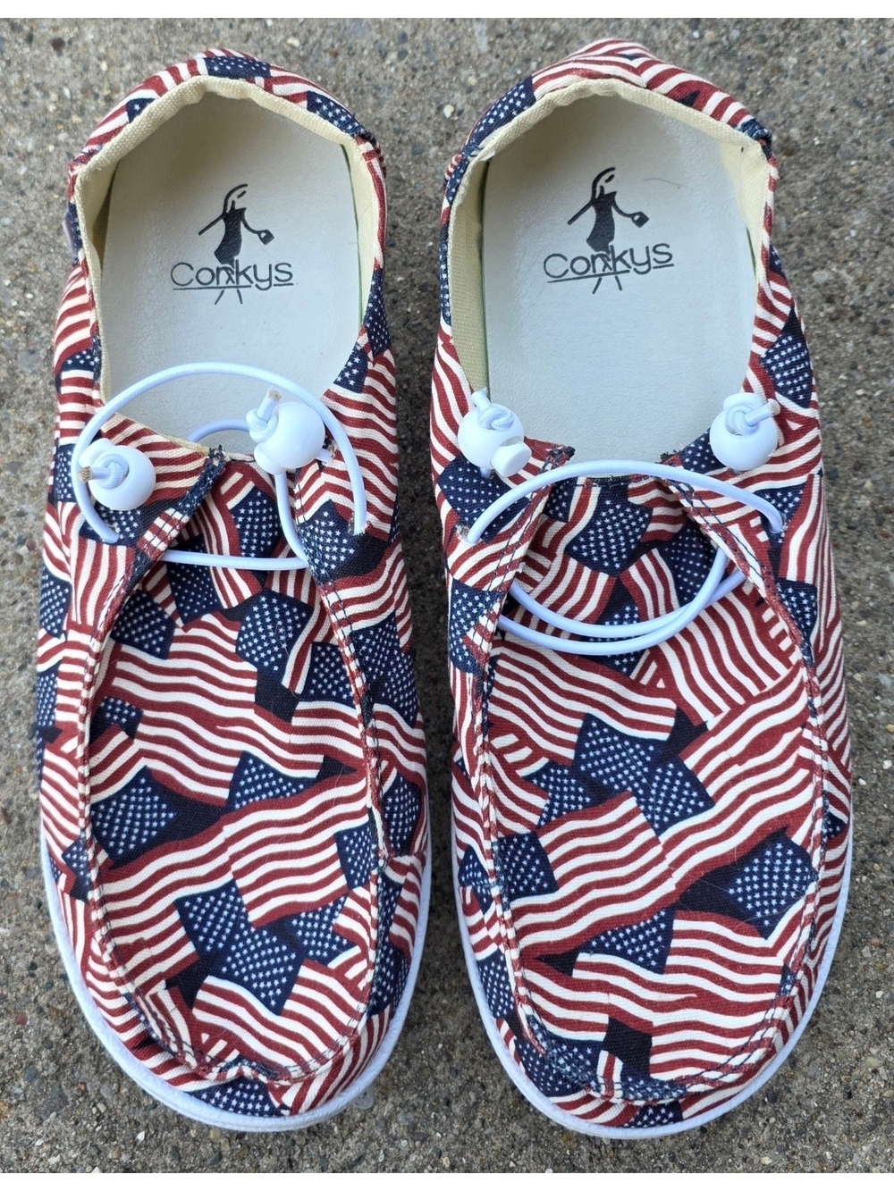 Corkys Kayak American Flag Slip On Loafers Women's Size 9 Patriotic Boat Shoes